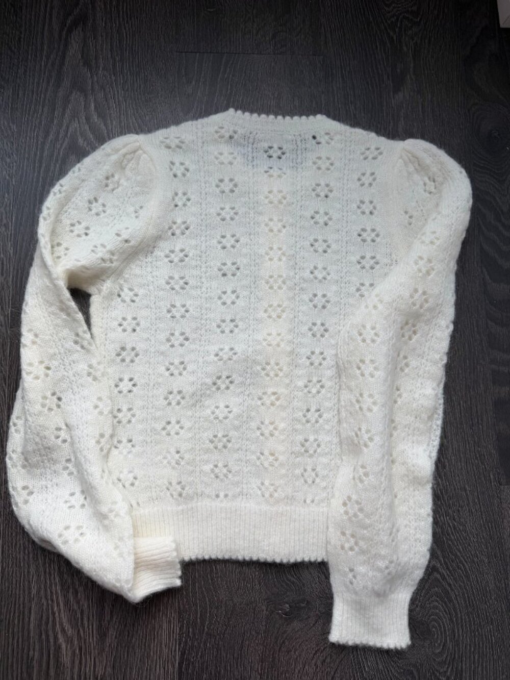 Doen NWOT Emery pointelle cardigan White SAMPLE S - Picture 12 of 14